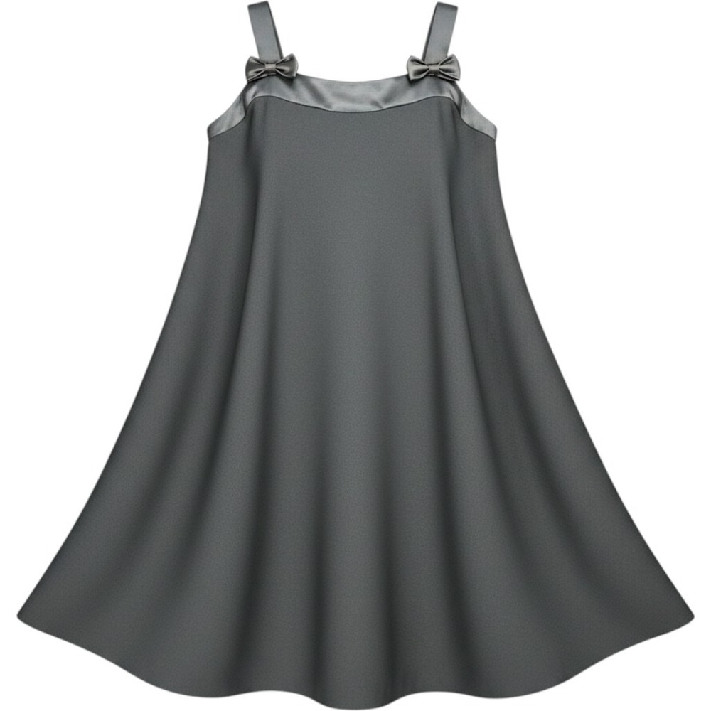 Nicole Miller VTG Girls Dress Black Satin Bow A-Line Formal Size 6 NM340X